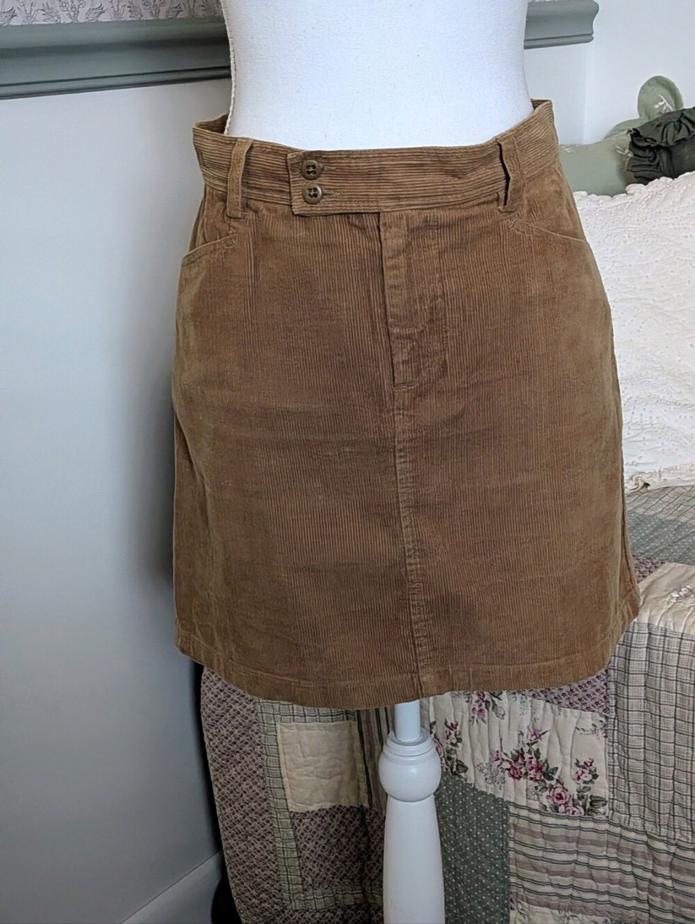 Ralph Lauren Sport Corduroy Mini Skirt 4 Brown Tan 100% Cotton Y2K